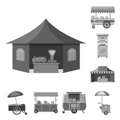 Vector illustration of market and exterior symbol. Set of market and food vector icon for stock.