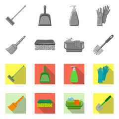 Vector design of cleaning and service icon. Set of cleaning and household stock symbol for web.