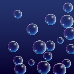 ubble with Hologram Reflection. Set of Realistic Water or Soap Bubbles for Your Design.