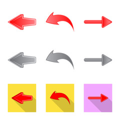 Vector design of element and arrow symbol. Set of element and direction vector icon for stock.