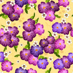 Vector floral ethnic seamless pattern in doodle style with flowers  and leaves  . Gentle, spring/summer floral background.
