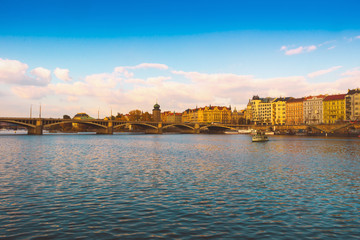 Obraz premium Prague city, embankment along the Vltava