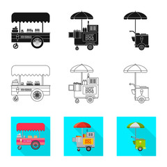 Vector illustration of market and exterior symbol. Collection of market and food stock vector illustration.