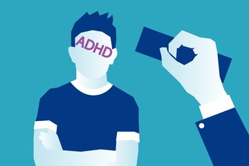 ADHD purple stamp on a child boy