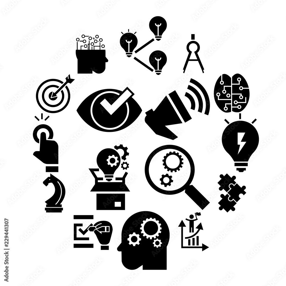 Poster solution icon set. simple set of solution vector icons for web design on white background