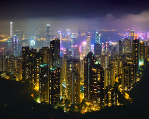 Fototapeta premium Hong Kong skyscrapers skyline cityscape view