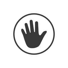 Hand icon in circle . Vector illustration isolated on white background