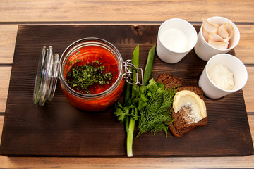 Russian borsch with greens