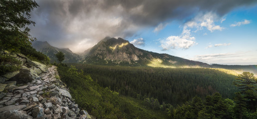 Mountain Landscape with Hiking Trail. Mengusovska Valley, High Tatras Mountains, Slovakia