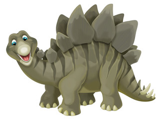 cartoon scene with happy and funny dinosaur stegosaurus - on white background - illustration for children