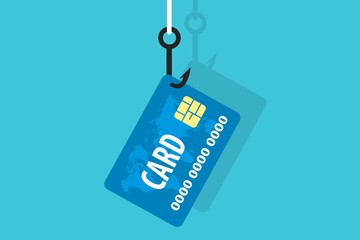 Vector of hook with credit card