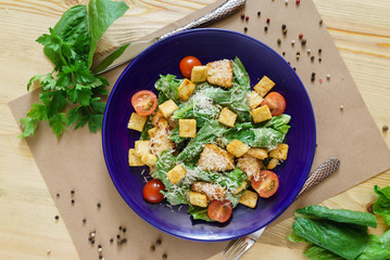 caesar salad in restaurant