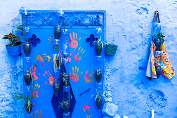 Traditional moroccan architectural details in blue city Chefchaouen in Morocco