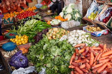 Various vegetables and fruits at market in Taorudant, Morocco
