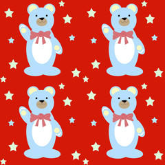 orsetti e stelle su sfondo rosso