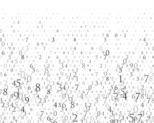 Random numbers 0 and 9. Background in a matrix style. Binary code pattern with digits on screen, falling character.