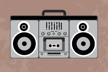 Vector retro boombox on beige