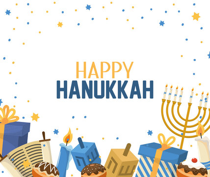 hanukkah celebration with presents and candles decoration