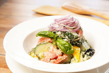 Vegetable salad with ricotta