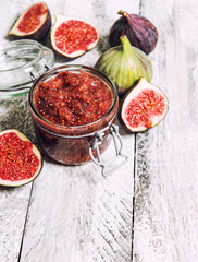 Figs marmalade jar Fruit jam Preserving ingredients