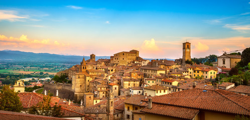 Anghiari medieval village panoramic view. Arezzo, Tuscany Italy