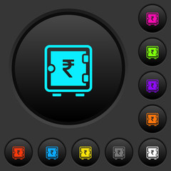 Indian Rupee strong box dark push buttons with color icons