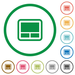 Laptop touchpad flat icons with outlines