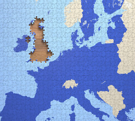 Fototapeta na wymiar Puzzle with missing pieces from United Kingdom. Concept of the UK leaving the European Union.