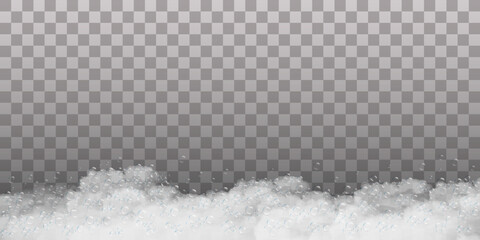 Shampoo bubbles texture. Foam effect isolated on transparent background. Vector white shaving, foam pattern bath foam - obrazy, fototapety, plakaty