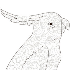 A parrot is a bird. Anti stress coloring, raster for adults.