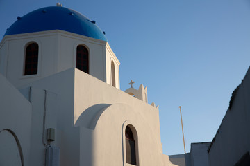 White church with blue dome, Greece