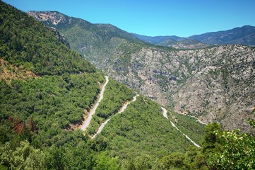 Fototapeta na wymiar Winding Mountain Road in Greece