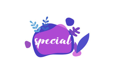 Special. Purple Blue Flat Natural Background Words letter Design 