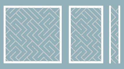 panel for registration of the decorative surfaces. lines, stripes, maze. Vector illustration of a laser cutting. Plotter cutting and screen printing.