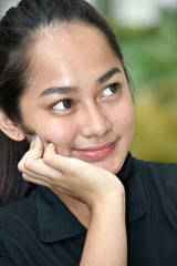 Minority Female Youngster Thinking