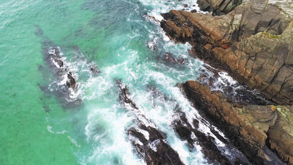 Obraz premium Aerial view over the wild Atlantic Ocean in Ireland