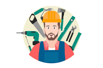Workers and tools in circle