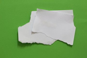 torn paper isolated on green background