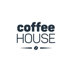 Coffee house round isolated icon on white background, 400 coffee set, company name, banner