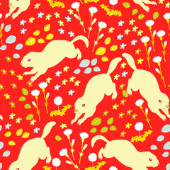 seamless Spermophilus pattern with flower ornament. suitable for kidswear, clothing and decoration