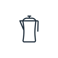 Stainless steel kettle isolated icon on white background, 400 coffee set, logo and sign