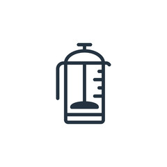 French press isolated icon on white background, 400 coffee set, logo and sign