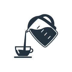 Kettle with cup isolated icon on white background, 400 coffee set, logo and sign