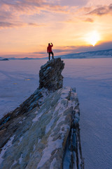 Victory picture, travel in Lake Baikal, Russia