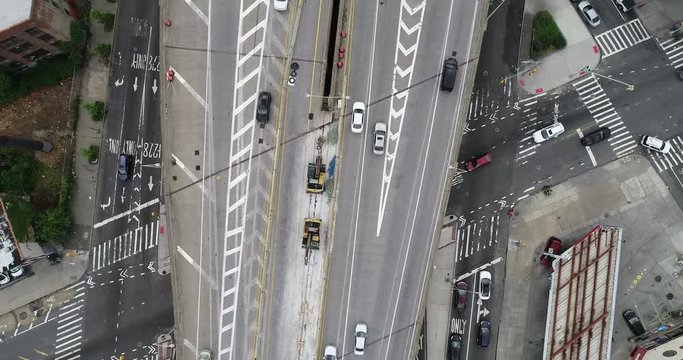 Aerial Of Traffic And Cityscape In Mott Haven, Bronx, New York