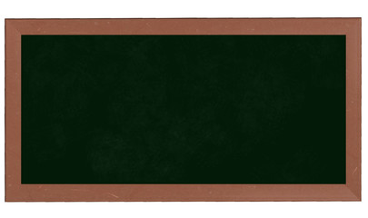vintage greenboard with wooden frame isolated on white background.