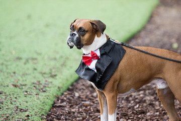 A dog ready to serve