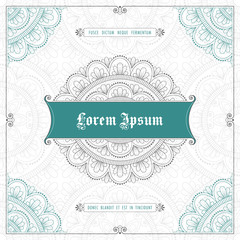 Vintage frame with hand drawn corner patterns. Greeting card, invitation or label template