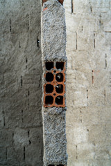 Under construction brick and cement background