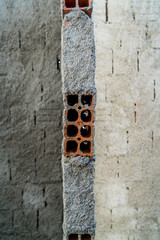 Under construction brick and cement background